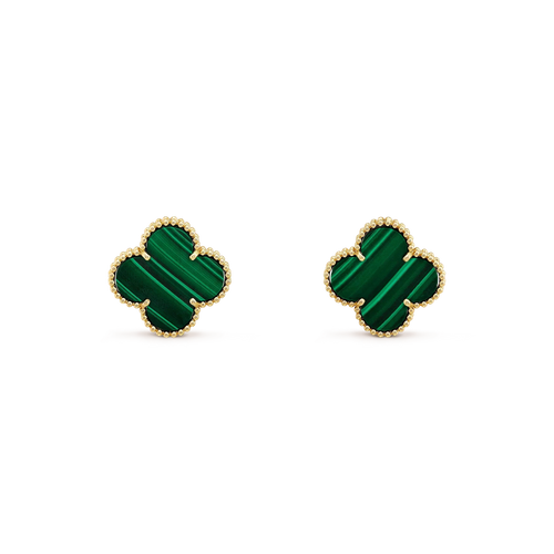 [Super CiCi ]CLOVER MINI 9.5MM MALACHITE  EARRINGS