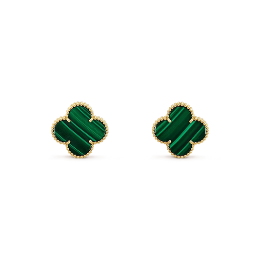 [Super CiCi ]CLOVER MINI 9.5MM MALACHITE  EARRINGS