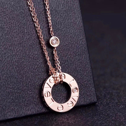 [Super CiCi ]LOVE NECKLACE 16MM 2 DIAMONDS