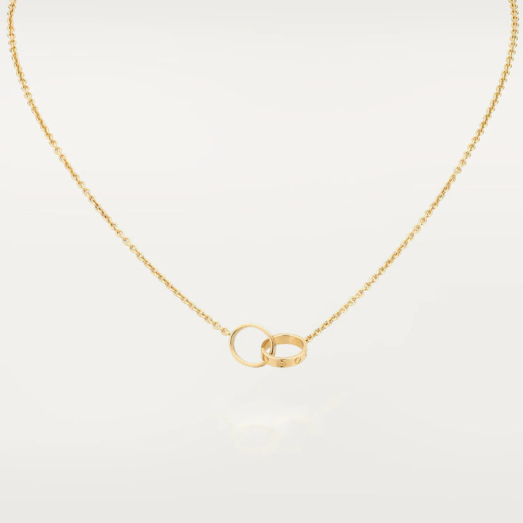 [Super CiCi ]LOVE NECKLACE DOUBLE RING GOLD
