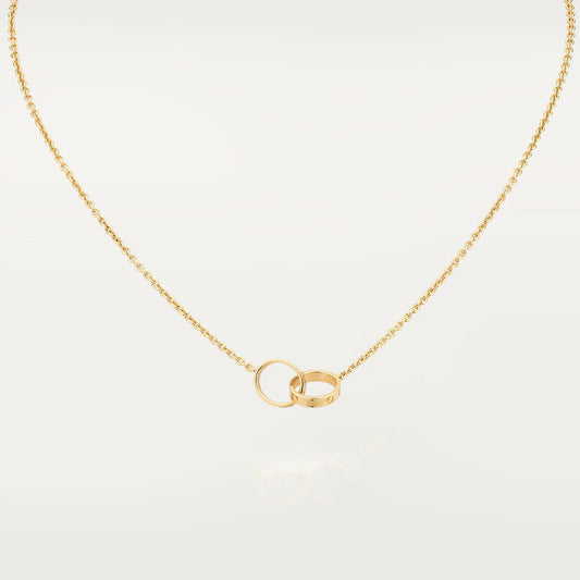 [Super CiCi ]LOVE NECKLACE DOUBLE RING GOLD
