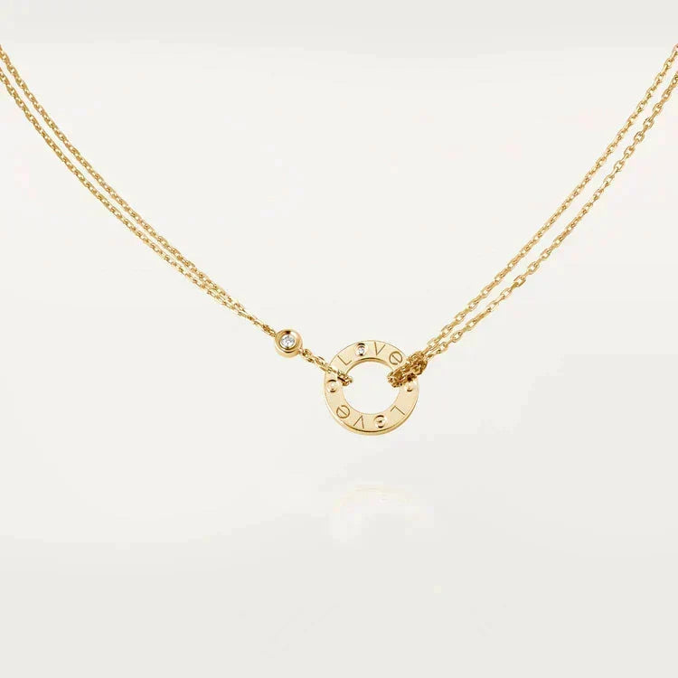 [Super CiCi ]LOVE NECKLACE 16MM 2 DIAMONDS