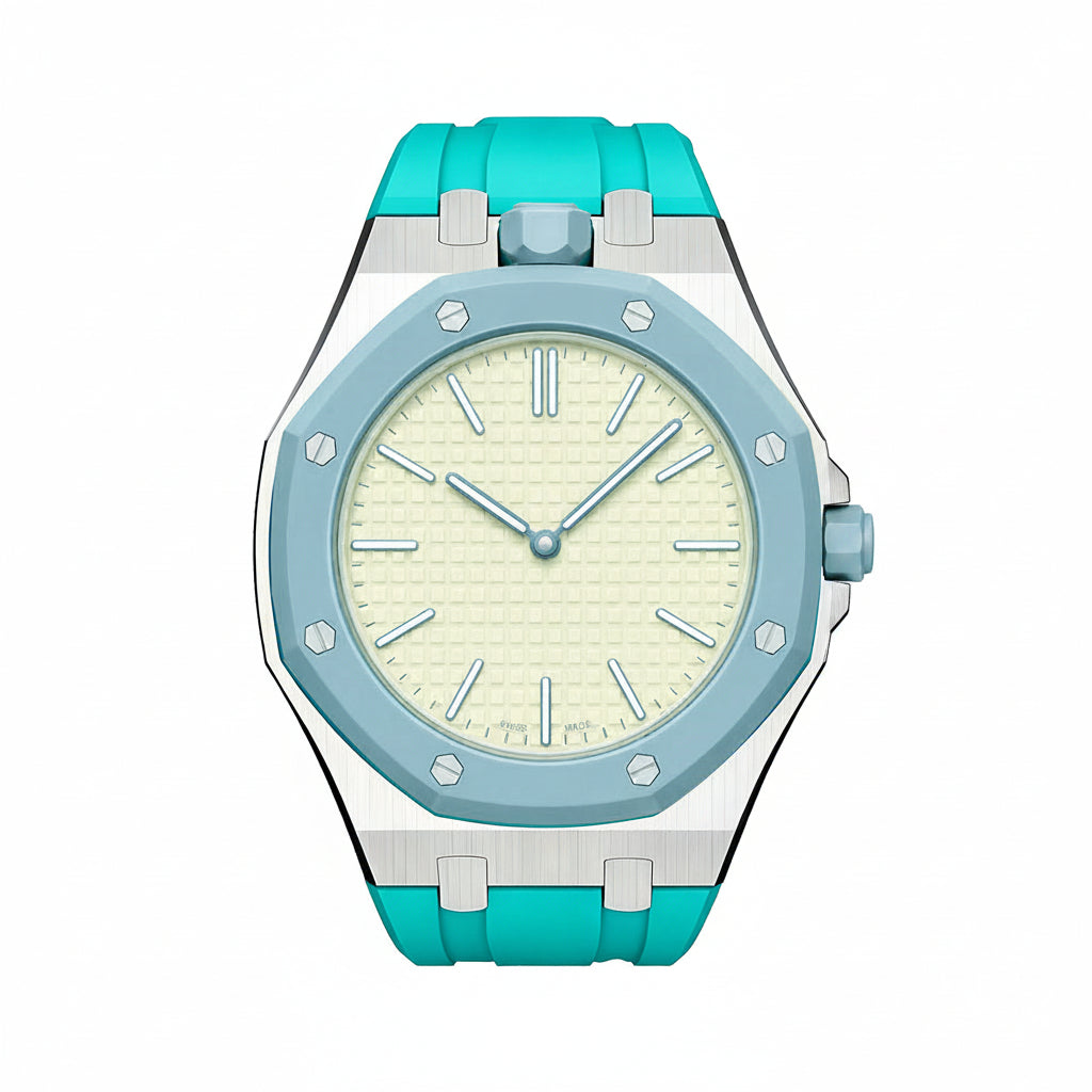 [Super CiCi]OAK POP SKY BLUE STEEL SILICONE STRAP