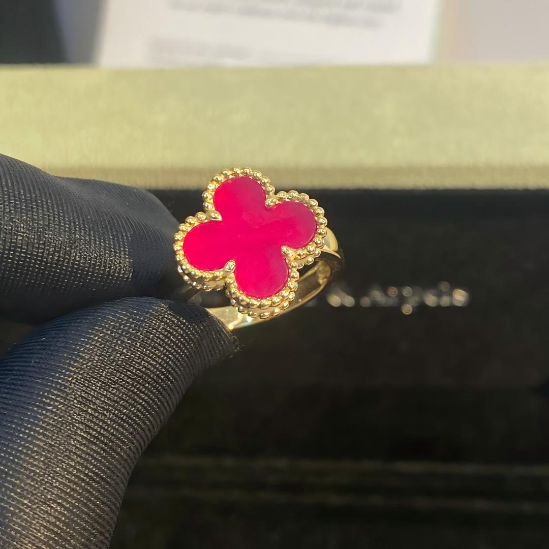 [Super CiCi]NEW CLOVER PINK ENAMEL RINGS