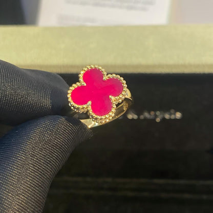 [Super CiCi]NEW CLOVER PINK ENAMEL RINGS