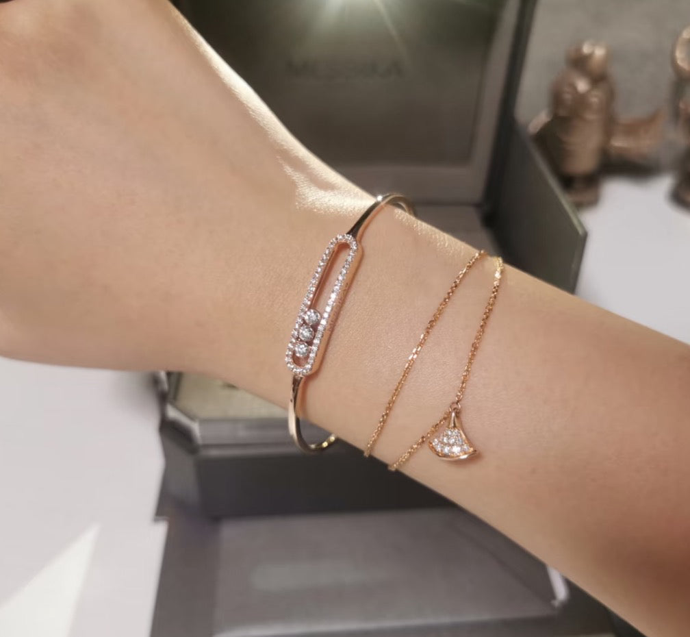 [Super CiCi]Move Pav¨¦ Diamond Bangle Bracelet M