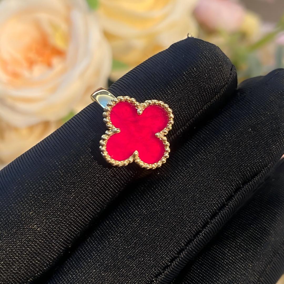[Super CiCi]NEW CLOVER PINK ENAMEL RINGS