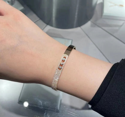 [Super CiCi]Move Noa Rose Gold Pav¨¦ Diamond Bangle Bracelet