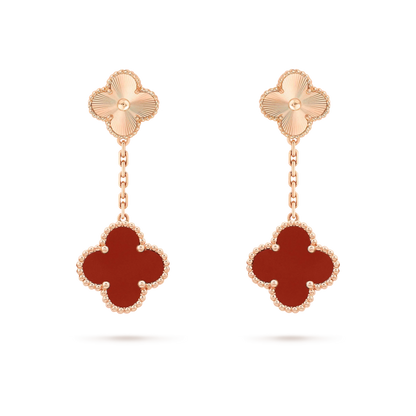 [Super CiCi ]CLOVER 2 MOTIF  LASER CARNELIAN EARRINGS
