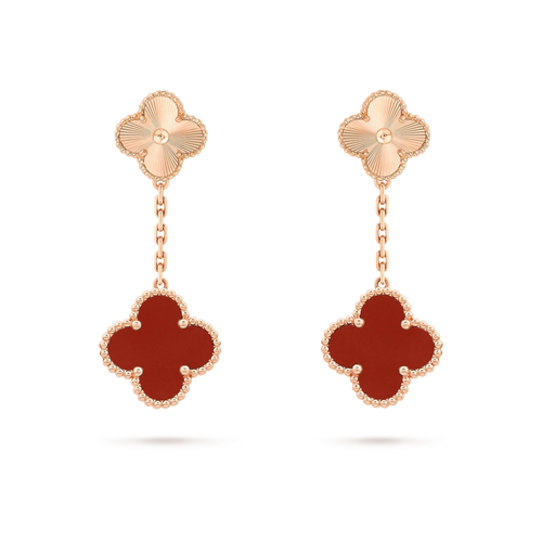 [Super CiCi ]CLOVER 2 MOTIF  LASER CARNELIAN EARRINGS