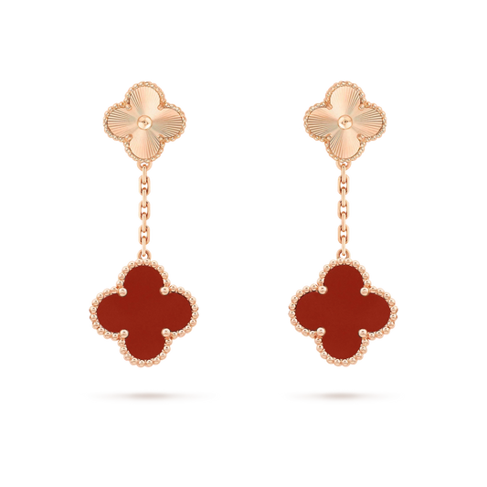 [Super CiCi ]CLOVER 2 MOTIF  LASER CARNELIAN EARRINGS
