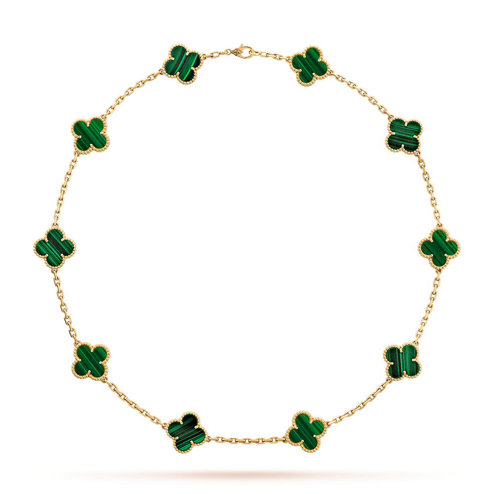 [Super CiCi ]CLOVER 10 MOTIFS MALACHITE NECKLACE
