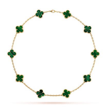 [Super CiCi ]CLOVER 10 MOTIFS MALACHITE NECKLACE