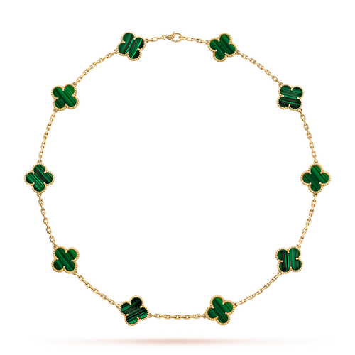 [Super CiCi ]CLOVER 10 MOTIFS MALACHITE NECKLACE