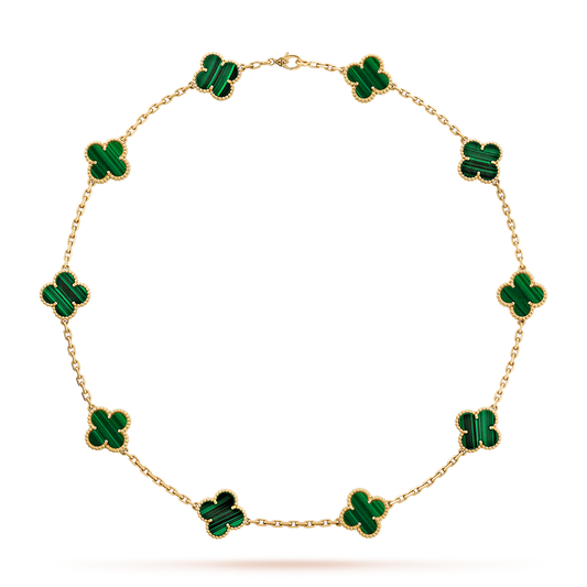 [Super CiCi ]CLOVER 10 MOTIFS MALACHITE NECKLACE