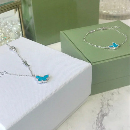 [Super CiCi ]BUTTERFLY TURQUOISE BUTTERFLY BRACELET SILVER