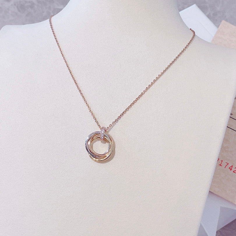 [Super CiCi ]TRINITY NECKLACE GOLD  DIAMONDS