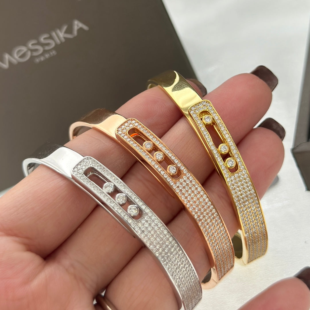 [Super CiCi]Move Noa Rose Gold Pav¨¦ Diamond Bangle Bracelet