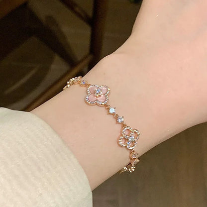 [Super CiCi ]CLOVER 5 MOTIF PINK BLUE RED WHITE BRACELET