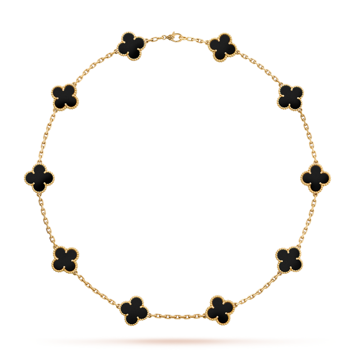 [Super CiCi ]CLOVER 10 MOTIFS ONYX NECKLACE