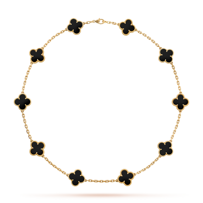 [Super CiCi ]CLOVER 10 MOTIFS ONYX NECKLACE