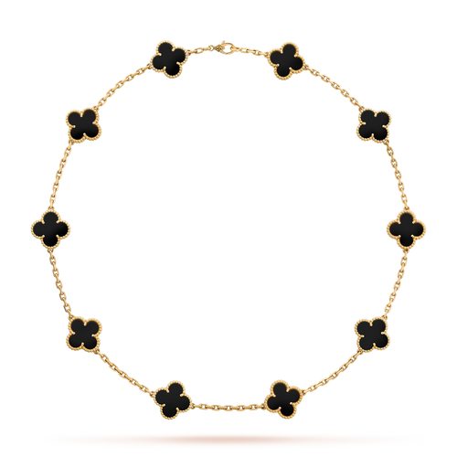 [Super CiCi ]CLOVER 10 MOTIFS ONYX NECKLACE