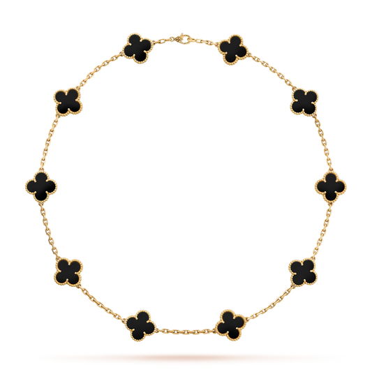 [Super CiCi ]CLOVER 10 MOTIFS ONYX NECKLACE