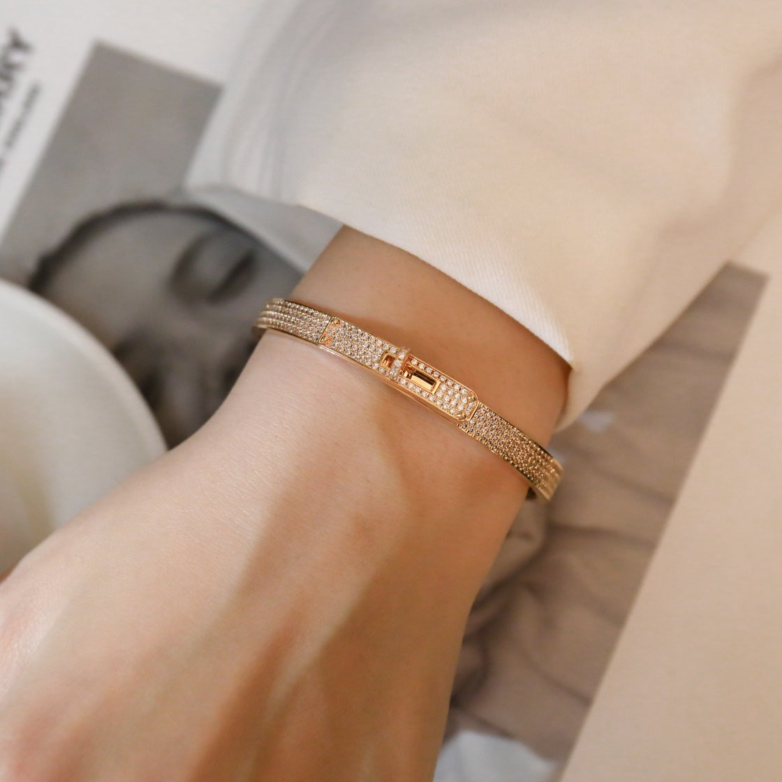 [Super CiCi ]KELLY BRACELET DIAMOND PAVED