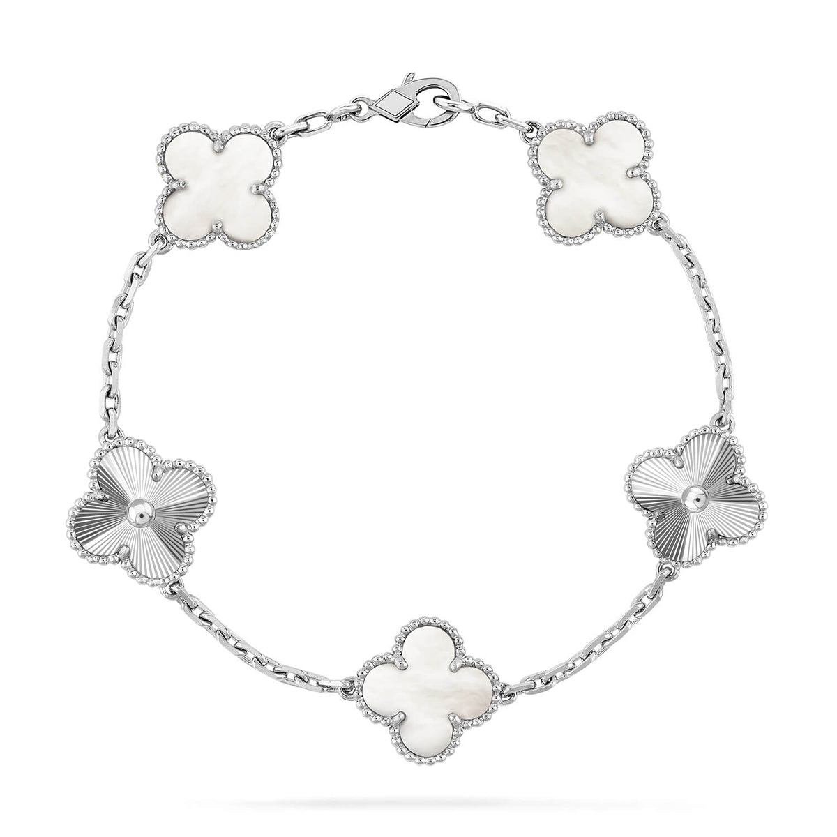 [Super CiCi ]CLOVER WHITE PEARL MOP 5 MOTIF BRACELET COLLECTION