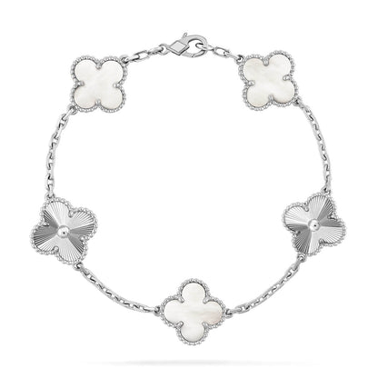 [Super CiCi ]CLOVER WHITE PEARL MOP 5 MOTIF BRACELET COLLECTION