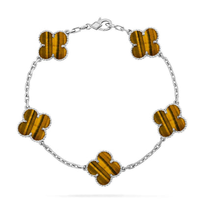 [Super CiCi ] CLOVER 5 MOTIFS TIGER EYE BRACELET COLLECTION