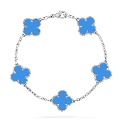 [Super CiCi ] CLOVER 5 MOTIF BLUE AGATE BRACELET COLLECTION