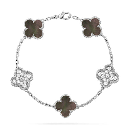 [Super CiCi ] CLOVER 5 MOTIF GRAY MOP BRACELET COLLECTION