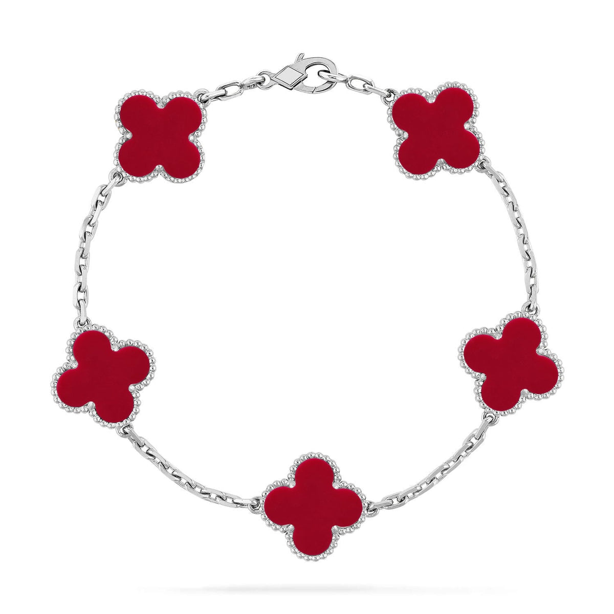 [Super CiCi ] CLOVER 5 MOTIF RED CORNELIAN BRACELET COLLECTION