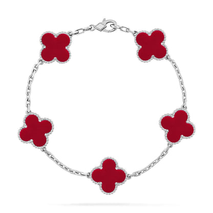 [Super CiCi ] CLOVER 5 MOTIF RED CORNELIAN BRACELET COLLECTION