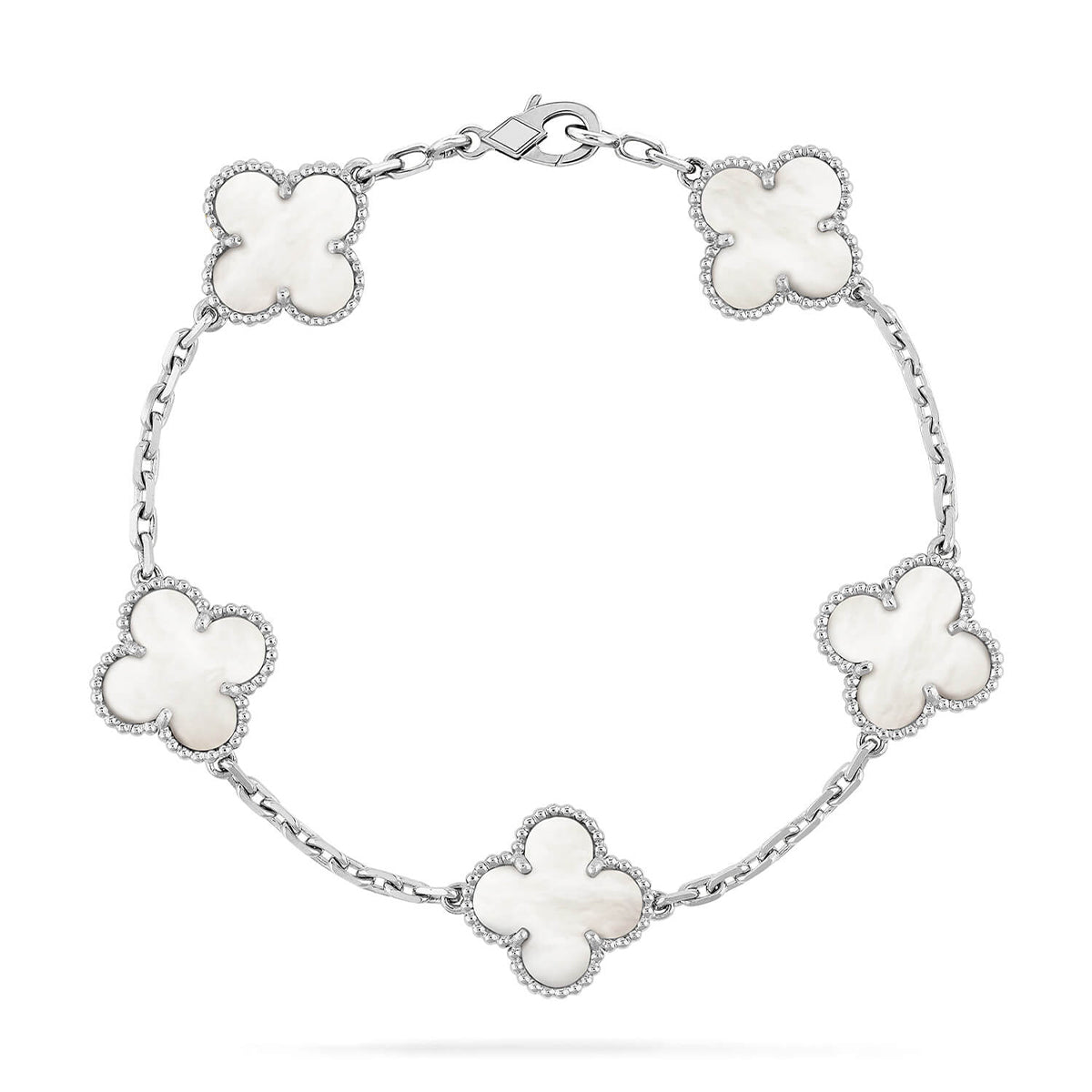 [Super CiCi ]CLOVER WHITE PEARL MOP 5 MOTIF BRACELET COLLECTION