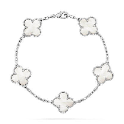 [Super CiCi ]CLOVER WHITE PEARL MOP 5 MOTIF BRACELET COLLECTION