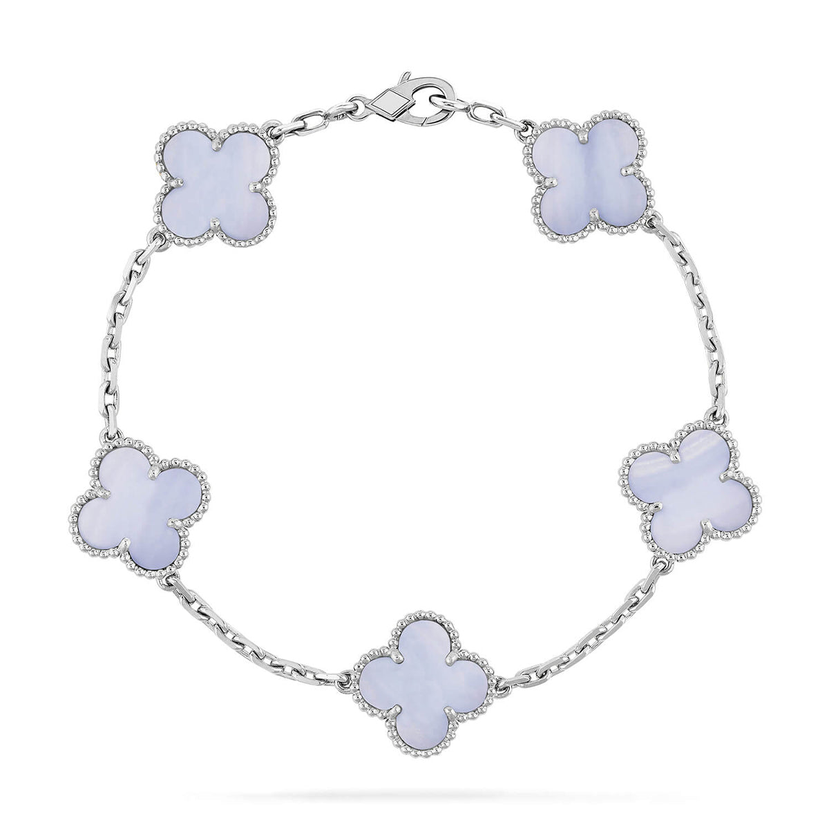 [Super CiCi ] CLOVER 5 MOTIF PURPLE CHALCEDONY BRACELET COLLECTION