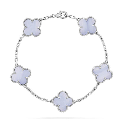 [Super CiCi ] CLOVER 5 MOTIF PURPLE CHALCEDONY BRACELET COLLECTION