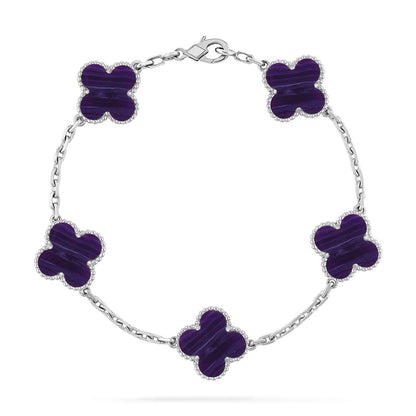 [Super CiCi ]CLOVER 5 MOTIF PURPLE STRIPES BRACELET COLLECTION