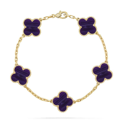 [Super CiCi ]CLOVER 5 MOTIF PURPLE STRIPES BRACELET COLLECTION