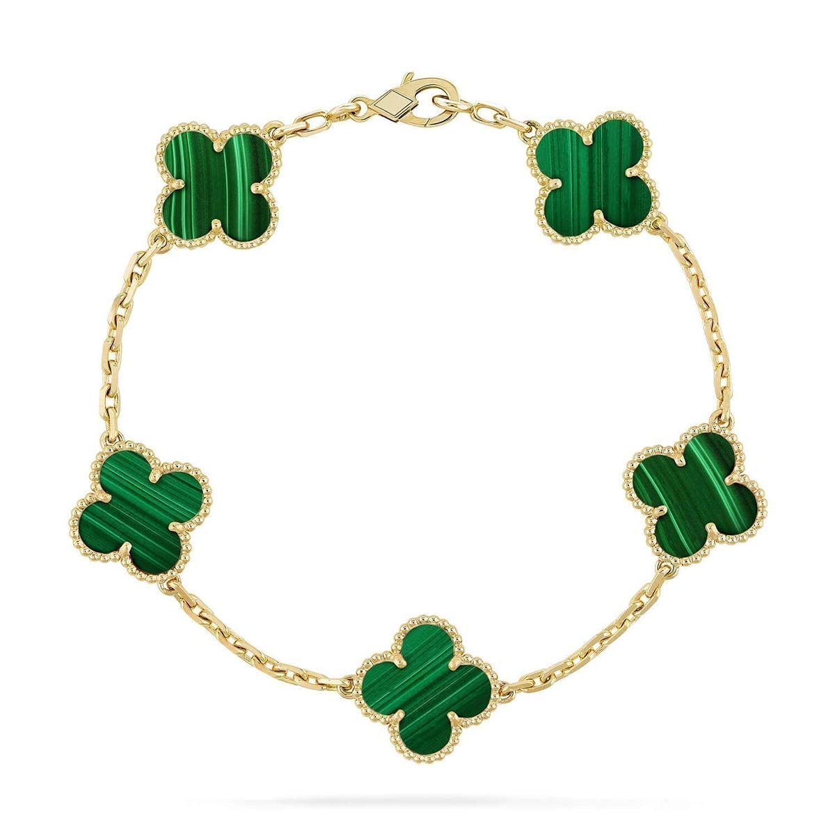 [Super CiCi ] CLOVER 5 MOTIF MALACHITE BRACELET COLLECTION