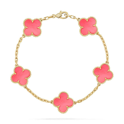 [Super CiCi ] CLOVER 5 MOTIFS  PINK MOP BRACELET COLLECTION