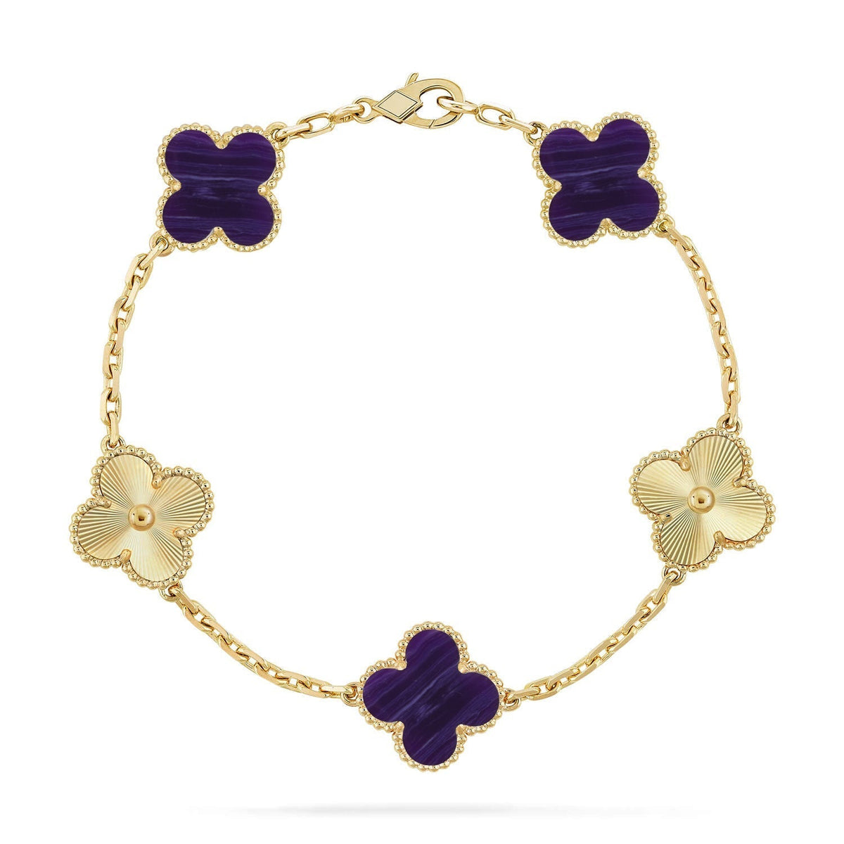 [Super CiCi ]CLOVER 5 MOTIF PURPLE STRIPES BRACELET COLLECTION