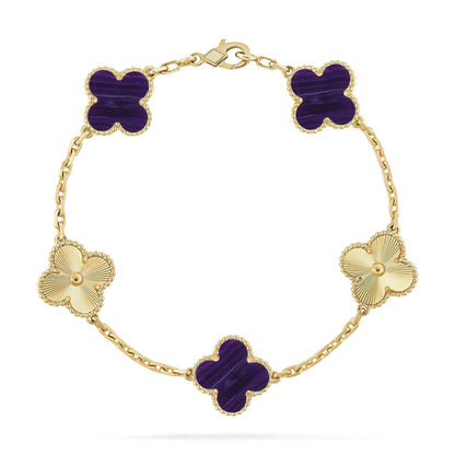 [Super CiCi ]CLOVER 5 MOTIF PURPLE STRIPES BRACELET COLLECTION