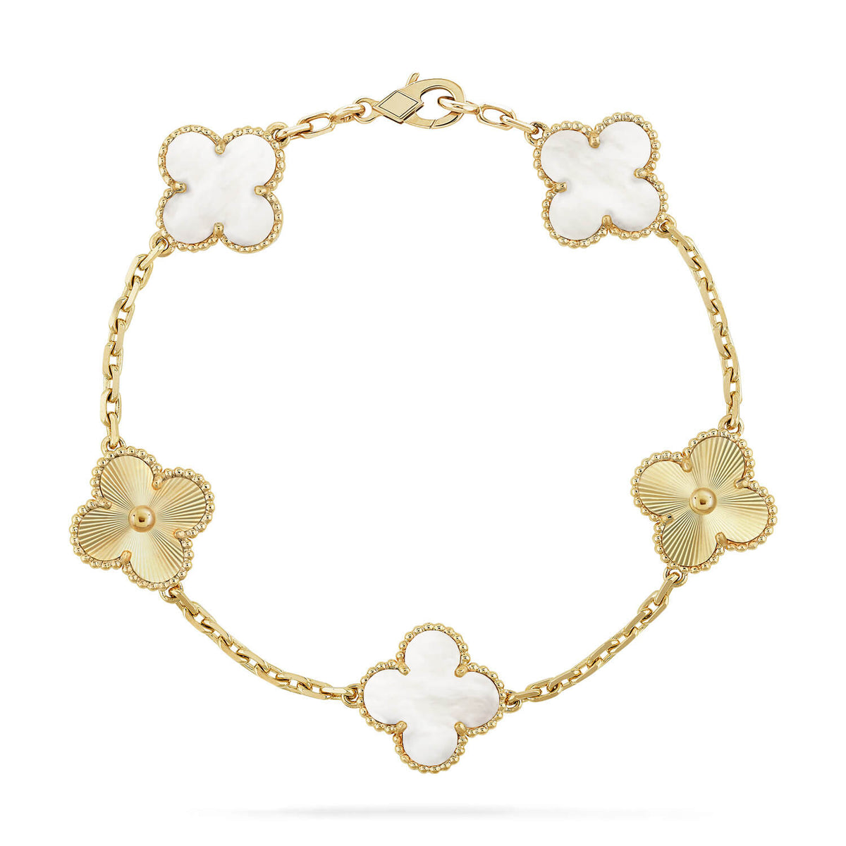 [Super CiCi ]CLOVER WHITE PEARL MOP 5 MOTIF BRACELET COLLECTION