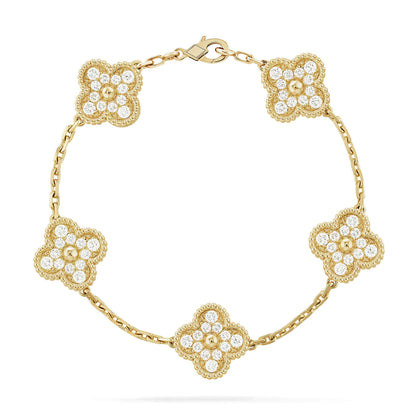 [Super CiCi ] CLOVER 5 MOTIF FULL DIAMOND BRACELET COLLECTION