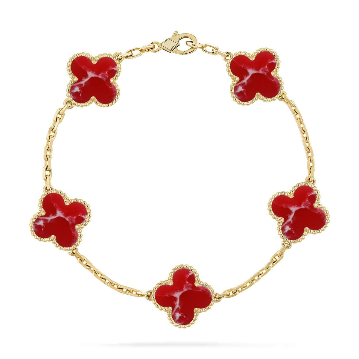 [Super CiCi ]CLOVER 5 MOTIF RED PATTERN BRACELET COLLECTION