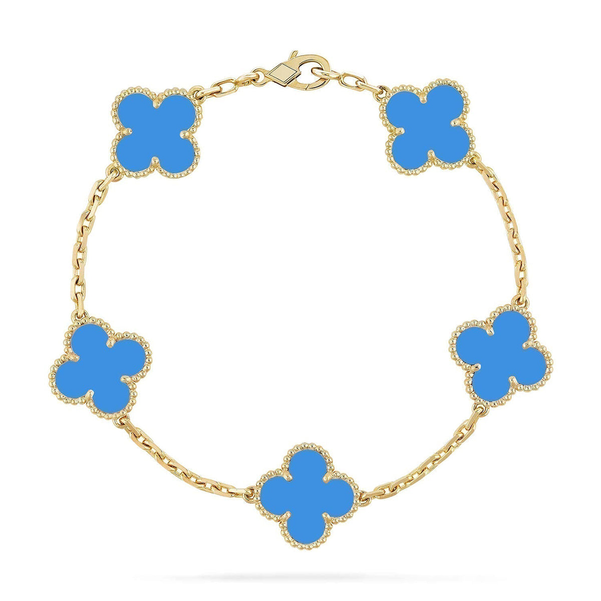 [Super CiCi ] CLOVER 5 MOTIF BLUE AGATE BRACELET COLLECTION
