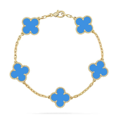 [Super CiCi ] CLOVER 5 MOTIF BLUE AGATE BRACELET COLLECTION
